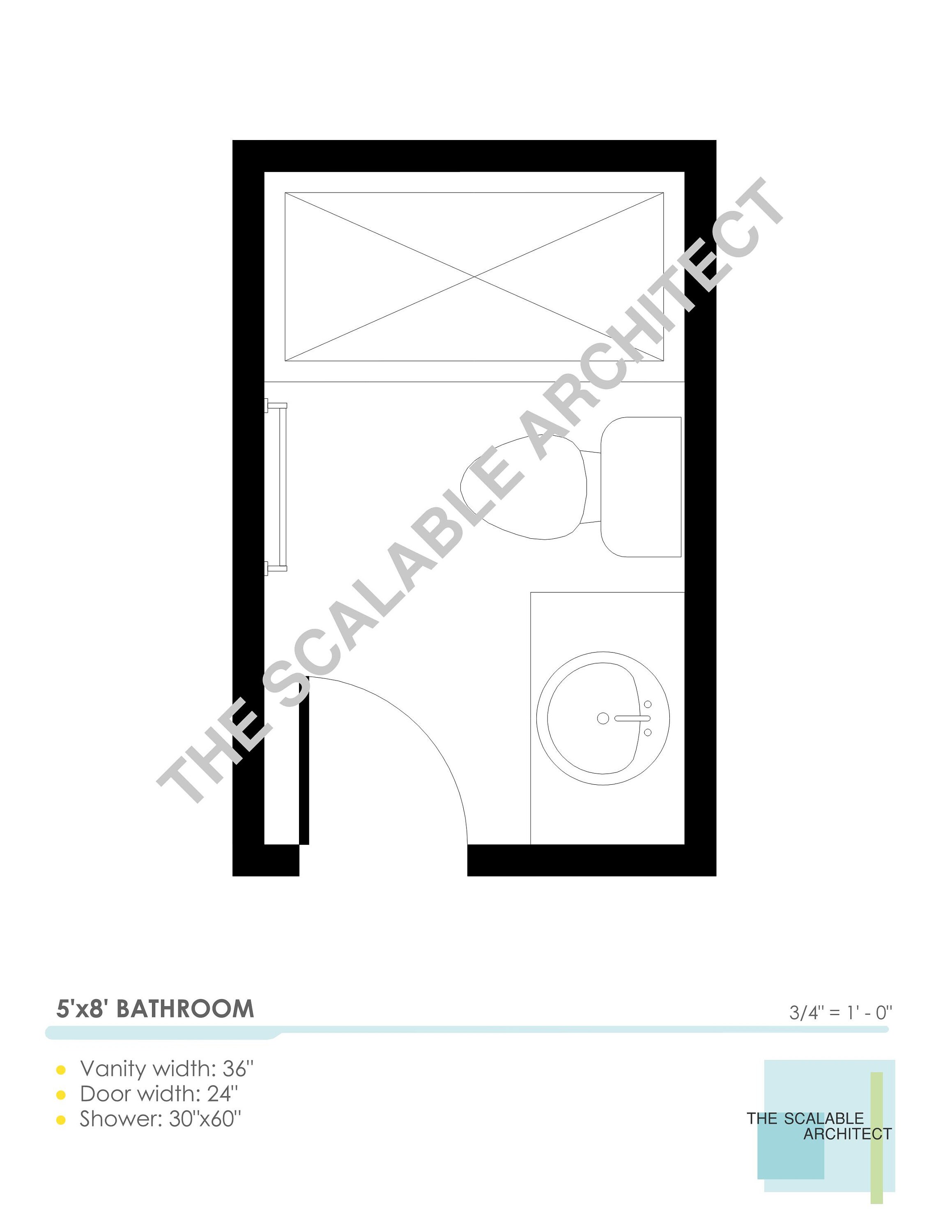 Bathroom Floor Plan 5x8 With Vanity and Shower Etsy