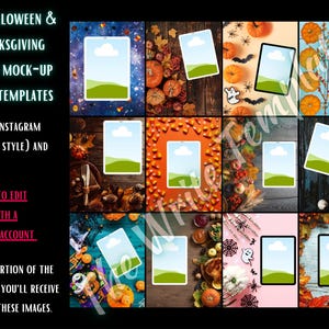 60 Halloween and Thanksgiving Flatlay Ebook Mock-ups for Canva Pro Templates for Authors