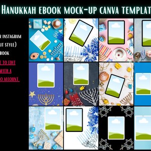 12 Hanukkah Flatlay Ebook Mock-ups for Canva Pro Templates for Authors