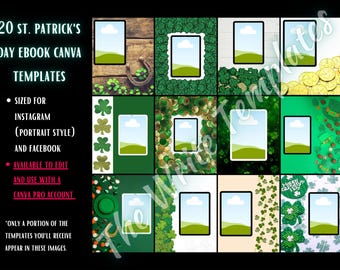 20 St. Patrick's Day Ebook Mock-ups für Canva Pro Vorlagen für Autoren