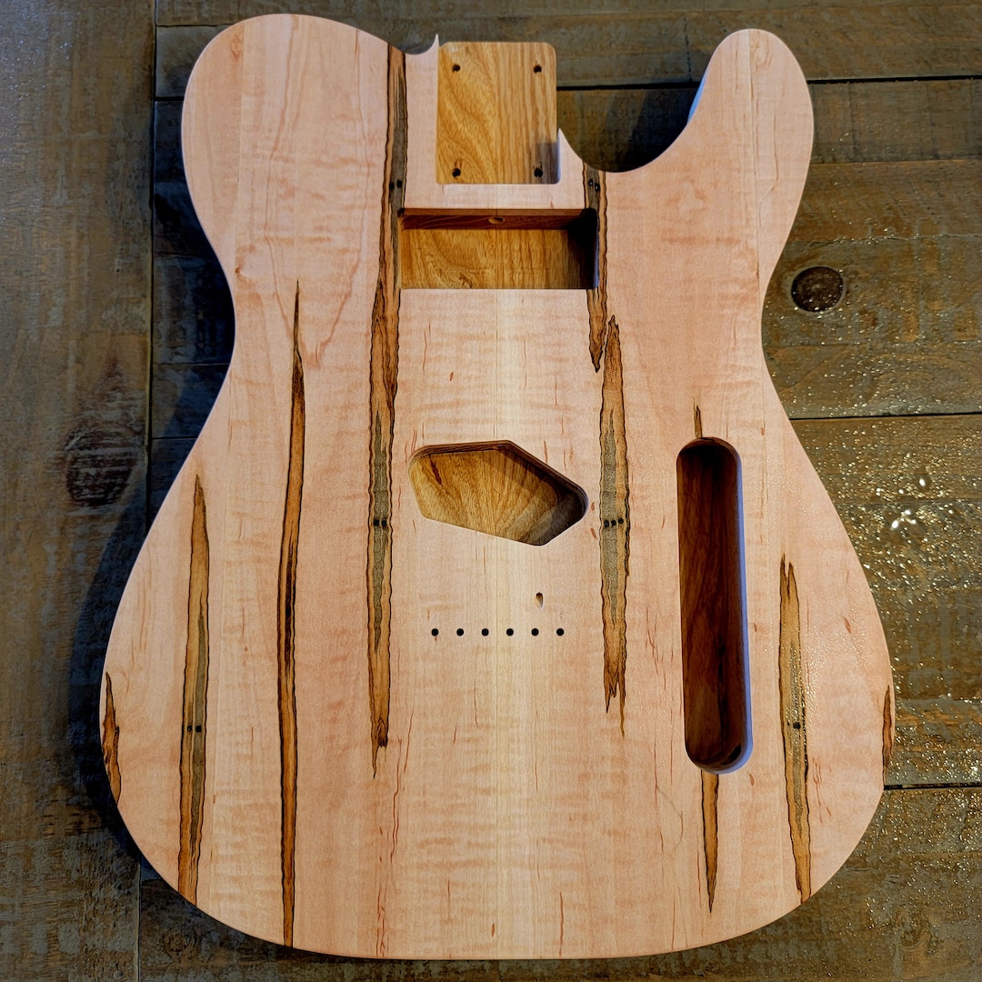 Tstyle Chambered Guitar Body Ambrosia Maple Top Ash Back Etsy