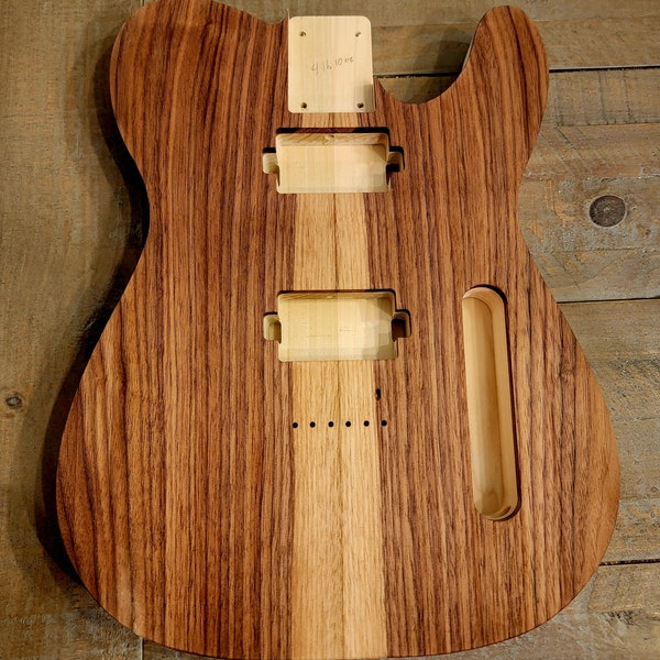 T-Style Guitar Body, Walnut Top, Poplar Back, HH