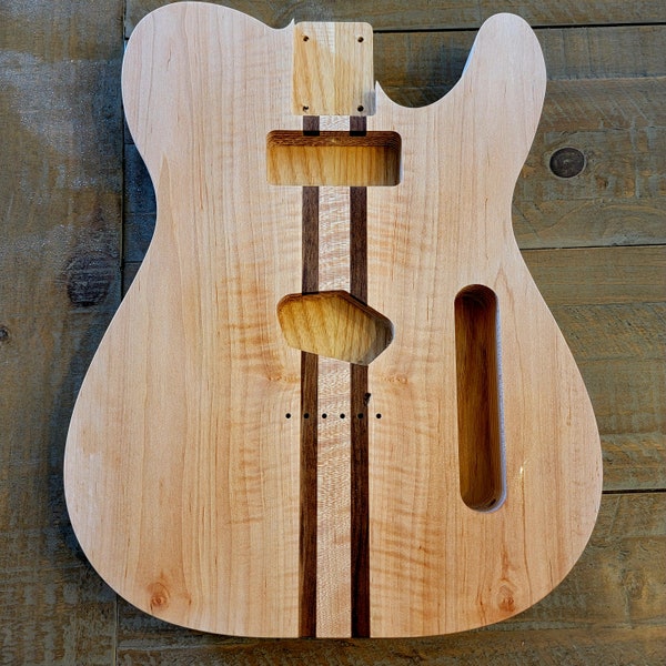 Telecaster-Style Guitar Body, Maple and Walnut Top, Ash Back, P90/S