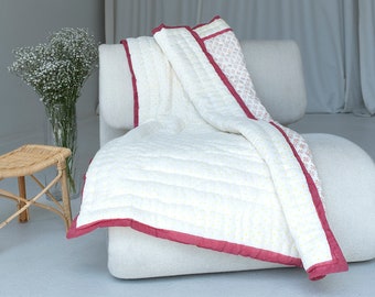 Reversible Baby Quilt | Organic Cotton, Floral & Polka Dot