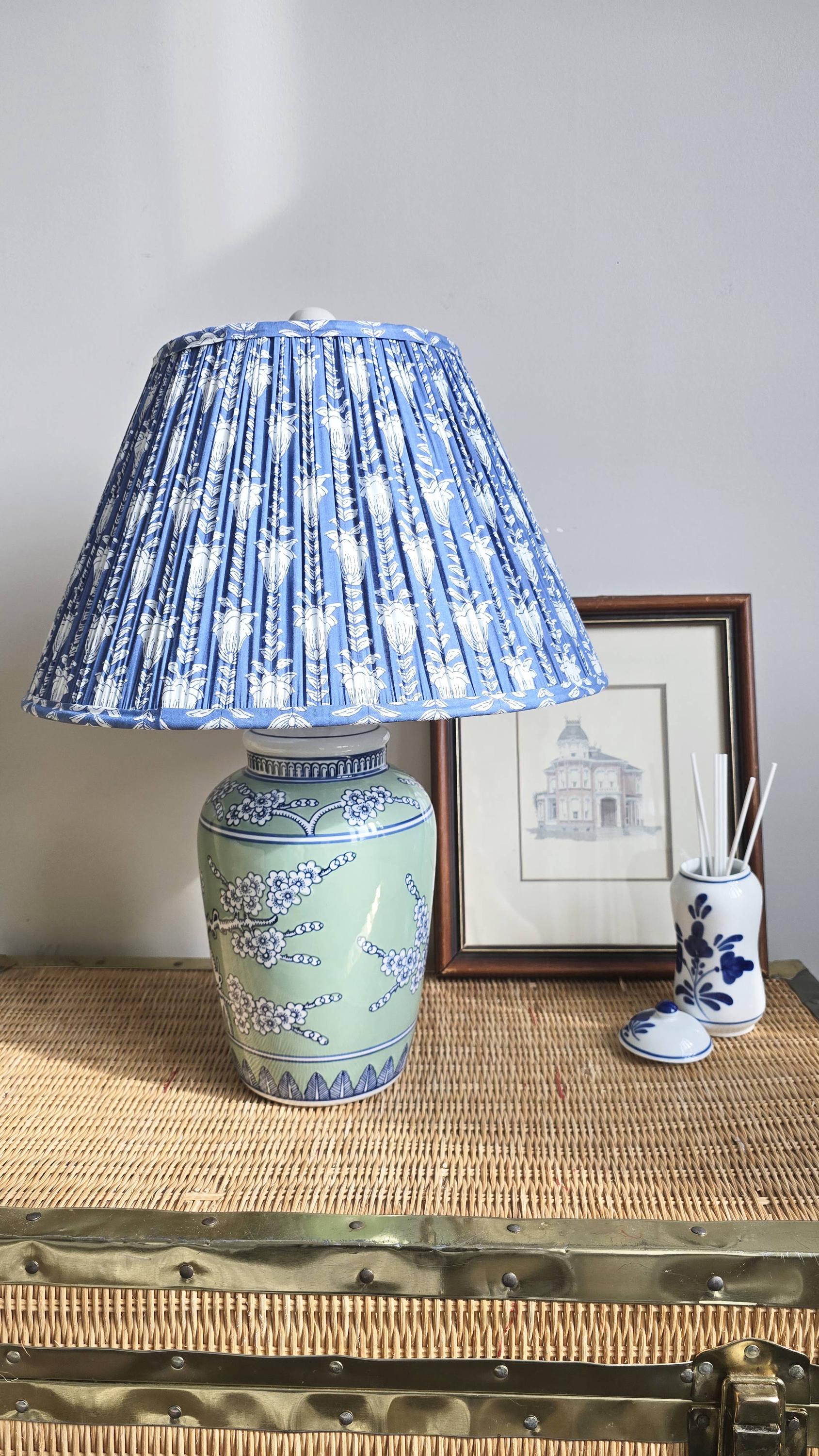 Blue Lotus Blockprint Pleated Empire Lamp Shade - Etsy