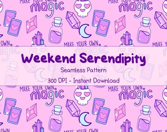 Machen Sie Ihre eigenen magischen Schädel und Tarot, nahtloses Wiederholungsmuster digitaler Download, kommerzielle Nutzung Ok