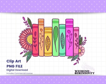 Colorful Fantasy Book Series with flowers Flowers PNG File, Digital Download for Sublimation, T-Shirt Designs, Clip Art | Commercial Use Ok