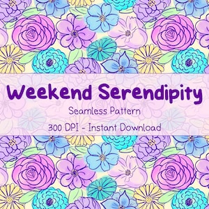 Soft Watercolor Flowers Seamless Repeat Pattern Digital Download, Commercial Use Ok