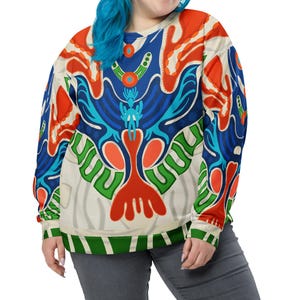 Luxury Unisex Sweatshirt, Red/Blue/Green, Sustainable Fashion, Eco-Friendly Sweatshirt, Colorful Streetwear, Comfy Sweatshirt, Unique Gift!