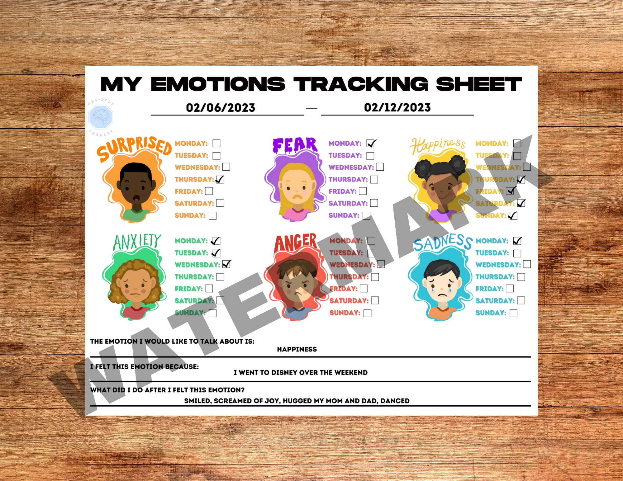 My Emotions Tracking Sheet for Children - Printable Worksheet - Mental ...