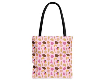 Pan Dulce Gebäck Tote, süßes mexikanisches süßes Brot Gebäck Concha Galleto Churro Oreja Design, nostalgische Lebensmitteltasche, langlebige Strandlebensmittelschule