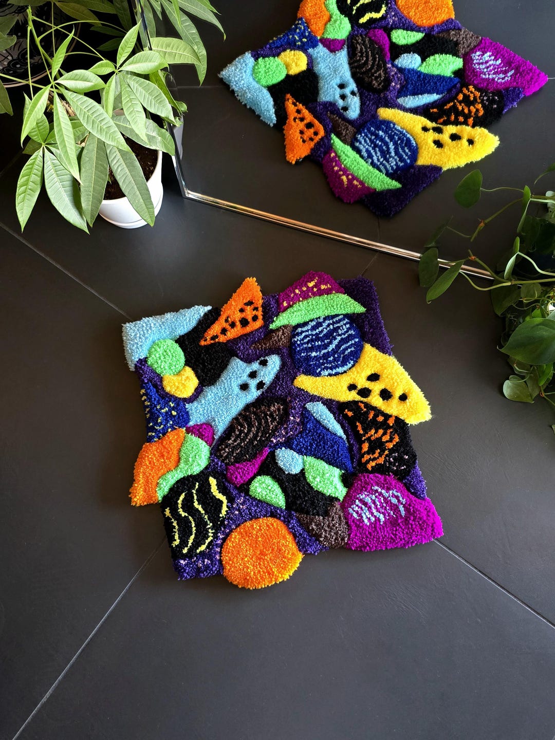 Fun Hand Made Rug Designs Handmade Roller Rink Tufted Rug, Cute Trendy Retro Home Decor, Colorful ...