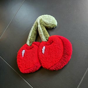 Handmade Cherry Tufted Rug Wall Hanging, Cute Trendy Retro Home Decor ...