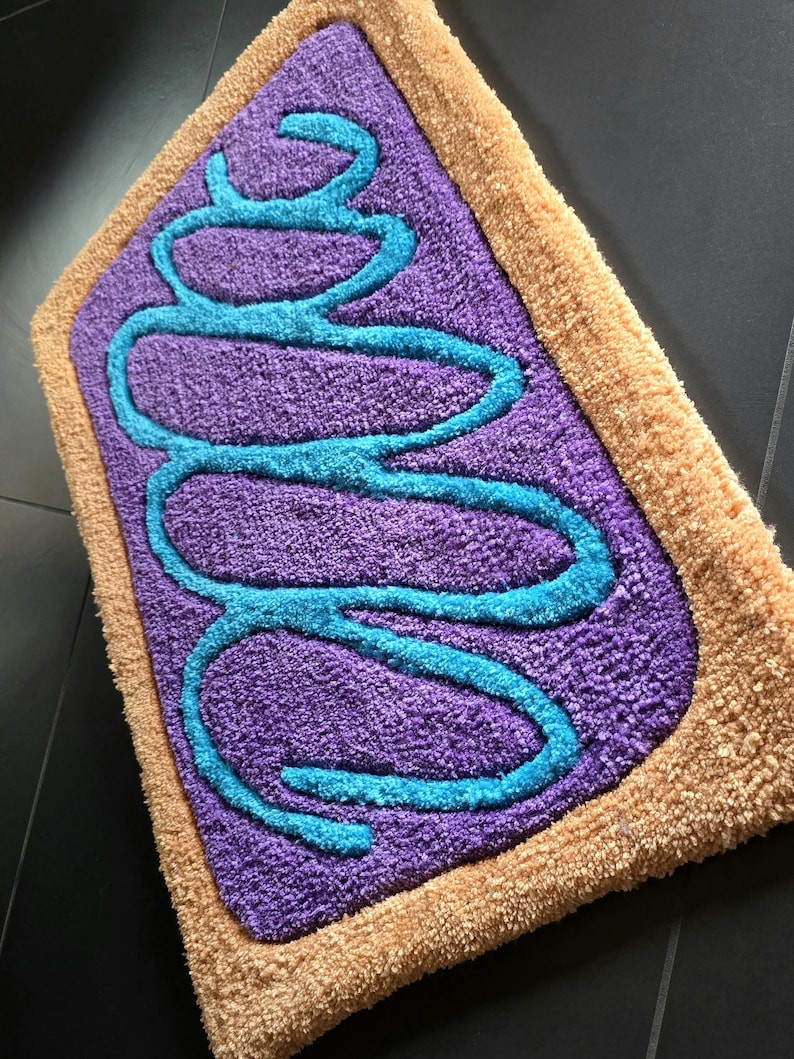 Handmade Berry Toaster Tart Rug, Cute Nostalgic Trendy Retro Home Decor, Funny Snack Cake Food Rug Art, Unique Gifts Custom Orders Available image 2