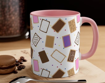 Toaster Tart Mug, Breakfast Pastry Wild Berry Smores Cherry Chocolate Treat Design, Cute Trendy Nostalgic Gift, Ceramic Coffee Cup 11oz