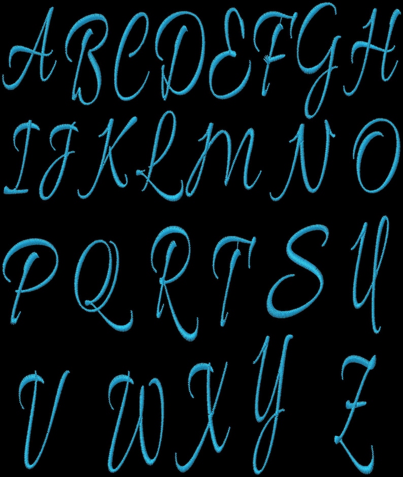 Allura Script Embroidery Font, Full Alphabet, PES, 4x4 Hoop (digital ...