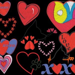 Valentine&#39;s Embroidery designs, Hearts for any occasion, Mother&#39;s Day, Valentine&#39;s Day, Birthday, Dog Love, Anniversary