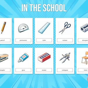 24 In The School Flash Cards Printable for Kids (Montessori Cards), Education Preschool, PDF, Instant Digital Download