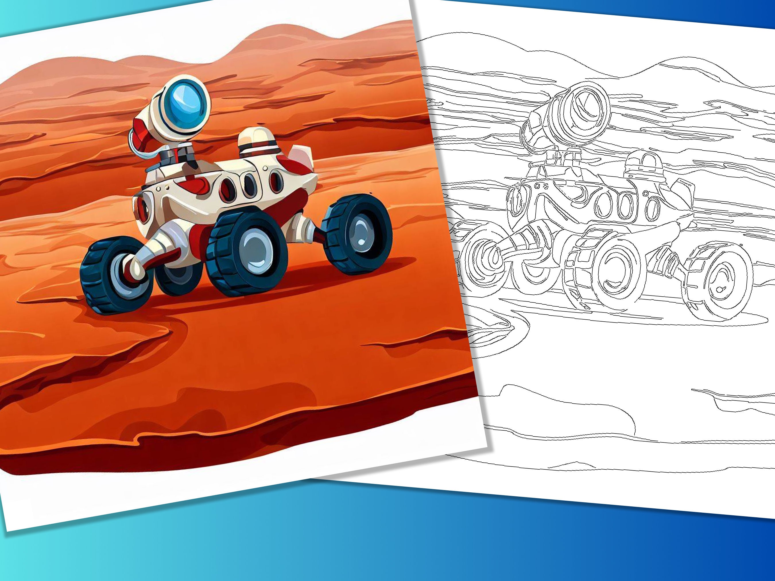 20 Space Adventure Coloring Page Book for Adult Kid Instant Download