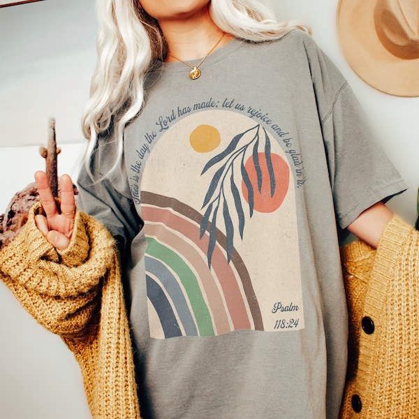 Christliches Shirt, christliches Shirt, christliches Grafik T-Shirt, Regenbogen Shirt, christliches T-Shirt, Boho Shirt, Komfort Farben Shirt, Glaube Shirt