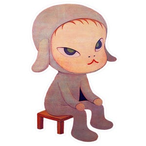 Yoshitomo Nara Lamb Boy Sticker Vinyl Decals | Yoshitomo Nara Lamb Boy Art Print Sticker | Yoshitomo Nara Cute Tumbler Large Sticker Decals