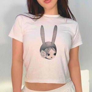 Aya Takano Bunny Girl Baby Tee - Anime Art Print Y2K