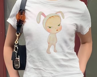 Yoshitomo Nara Bunny Girl Baby Tee - Y2K Coquette Graphic T-Shirt