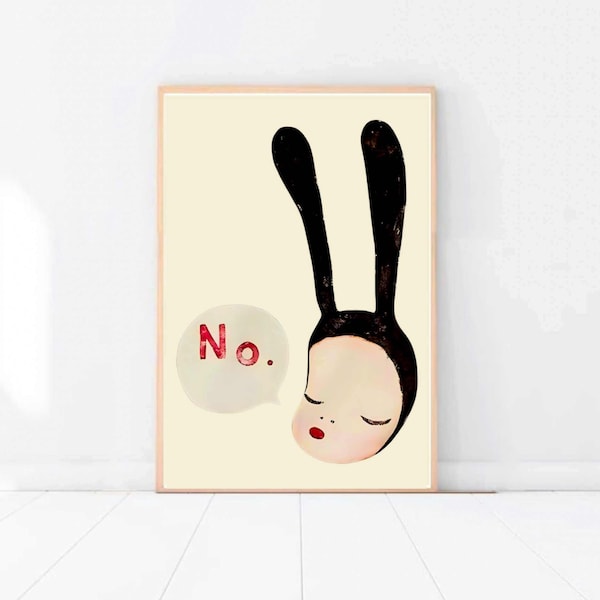 Yoshitomo Nara Poster Wall Art Print Poster | Yoshitomo Nara No Bunny Art Poster Wall Decoration | Yoshitomo Nara Bunny Room Wall Art Print