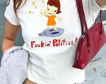 Yoshitomo Nara Art T-Shirt | Y2K Emo Girl Graphic Baby Tee