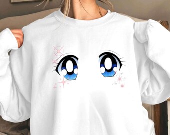 Felpa Anime Eyes Y2K / Maglione Lolita con grafica manga