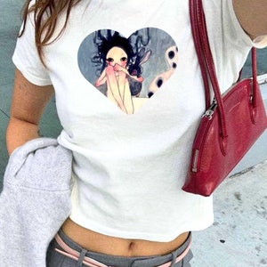 Aya Takano Bunny Girl Baby Tee: Y2K Anime Art Print