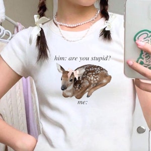 Baby Deer Meme Baby Tee: Coquette 90s Style