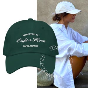Cafe de Flore Embroidered Dad Hat | Paris French Cafe Cotton Twill Baseball Cap