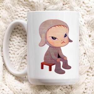 Yoshitomo Nara Lamb Boy Art Ceramic Mug | Yoshitomo Nara Lamb Art Print Coffee Mug Cup Ceramic Mug for Studying Aya Takano Y2K Aesthetic Mug