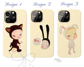 Yoshitomo Nara Art iPhone Case: Y2K Coquette Collage Phone Cover