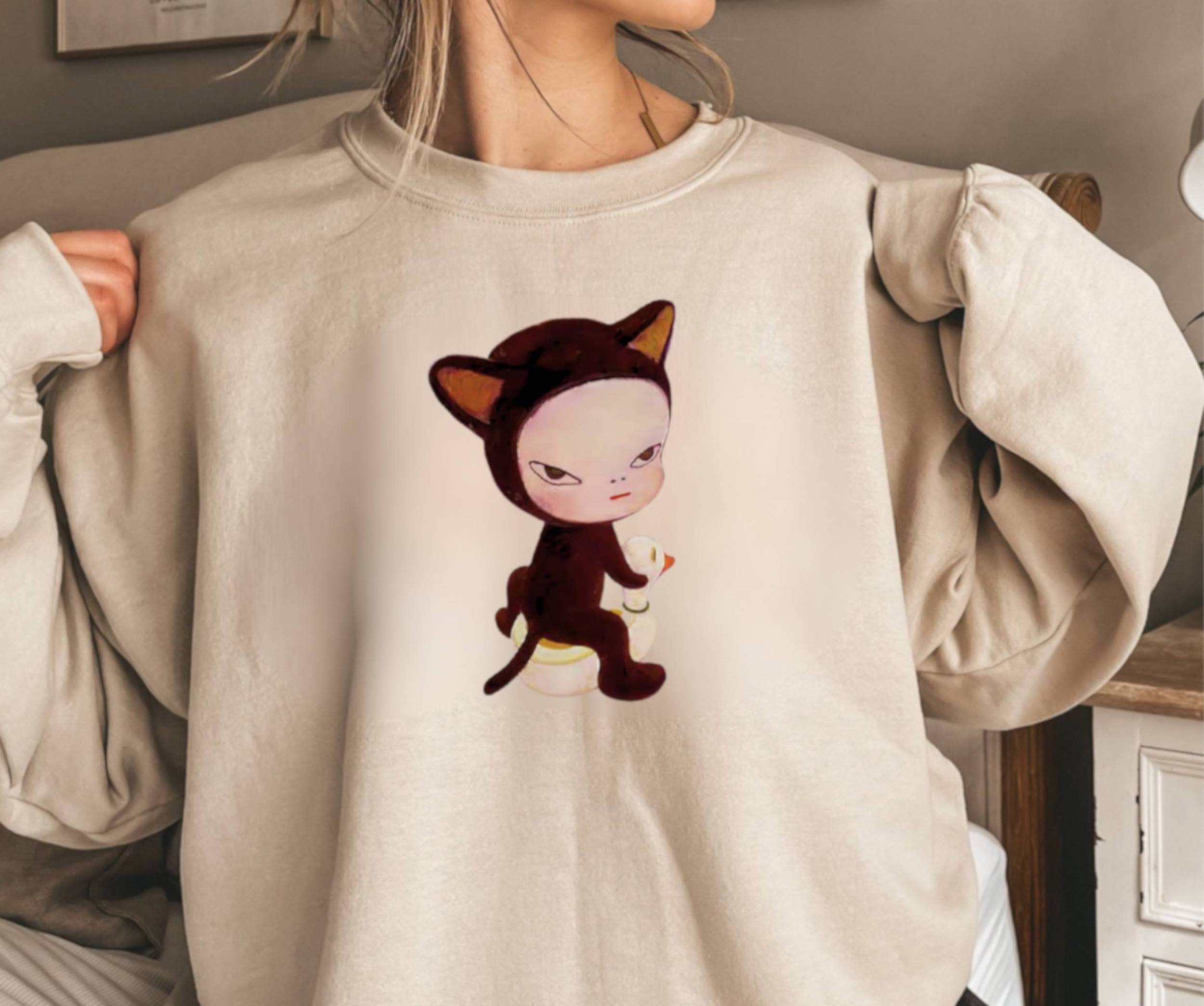 NIHONKIDS - Y2K Cat Star Graphic Sweatshirt