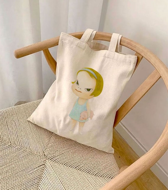 奈良美智 エモガール キャンバストートバッグ：アートな落書き - Etsy 日本