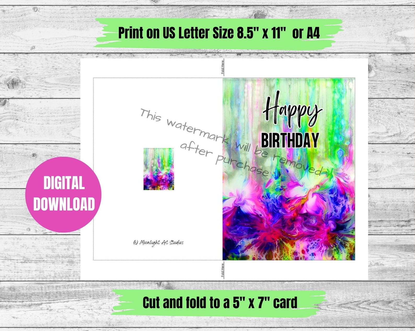 Happy Birthday Printable Greeting Card, Birthday Card, Happy Birthday ...