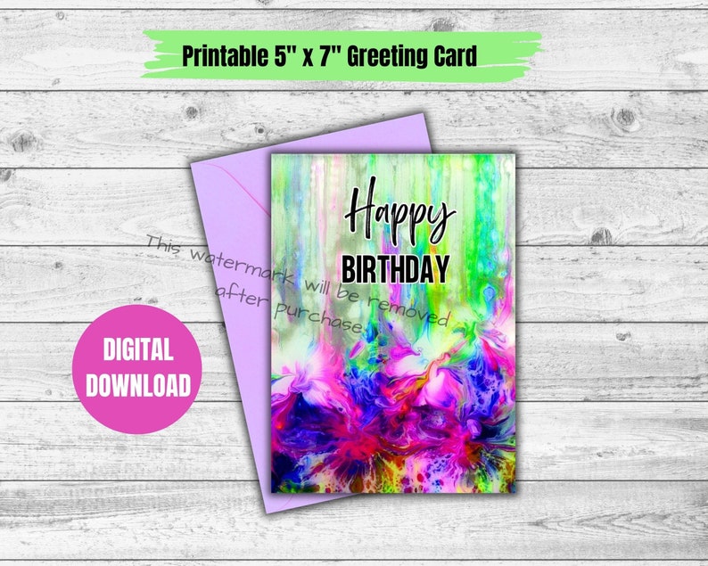 Happy Birthday Printable Greeting Card, Birthday Card, Happy Birthday ...