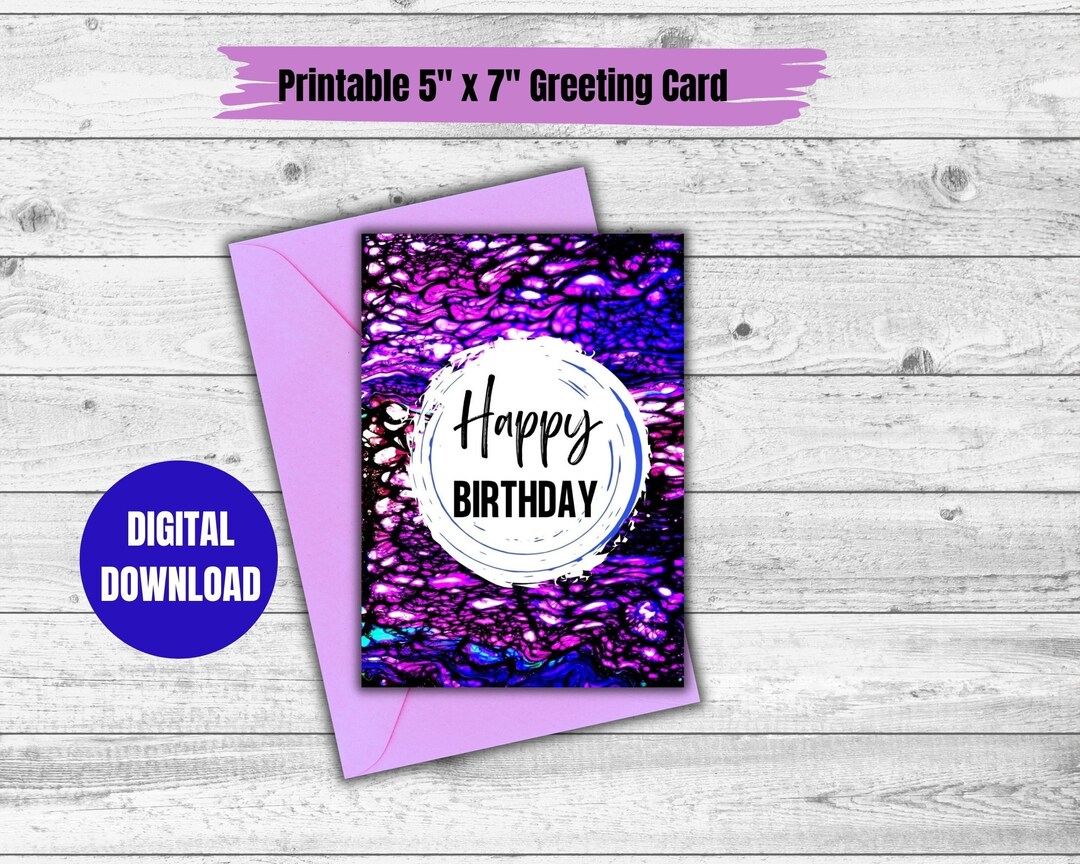 Happy Birthday Printable Greeting Card, Birthday Card, Happy Birthday ...
