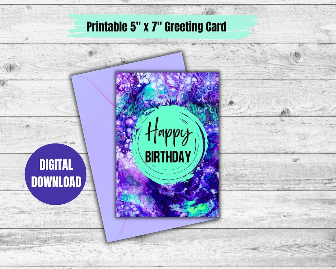 Happy Birthday Printable Greeting Card, Birthday Card, Happy Birthday ...