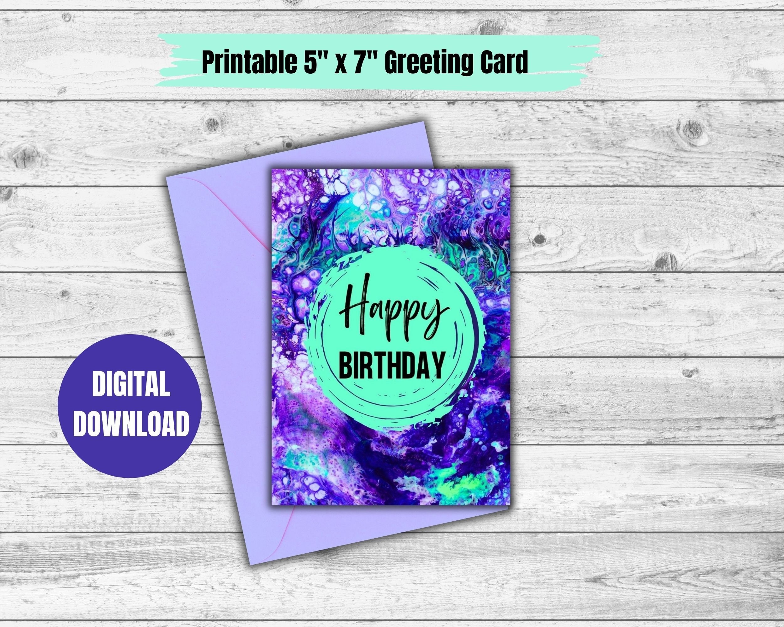 Happy Birthday Printable Greeting Card, Birthday Card, Happy Birthday ...