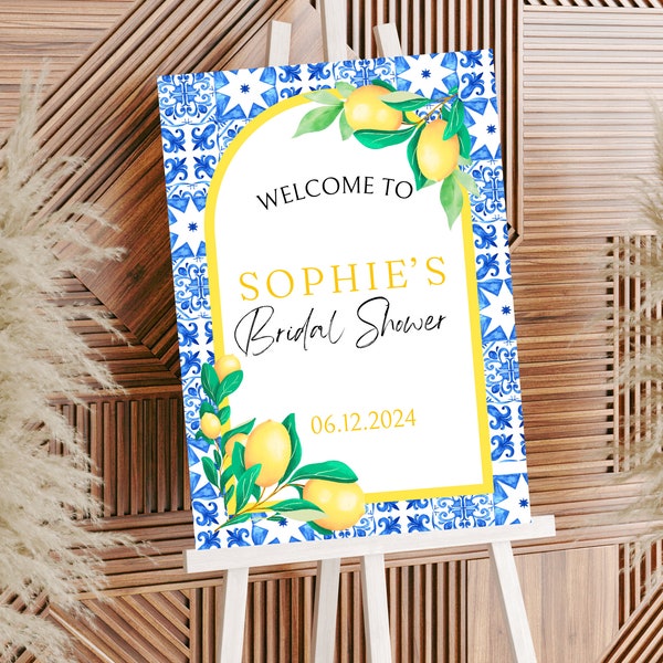 La Dolce Vita Mediterranean Editable Bridal Shower Sign | Bridal Shower Customisable Poster| Amalfi Coast Italian Lemon Theme A1 59.4x84.1cm