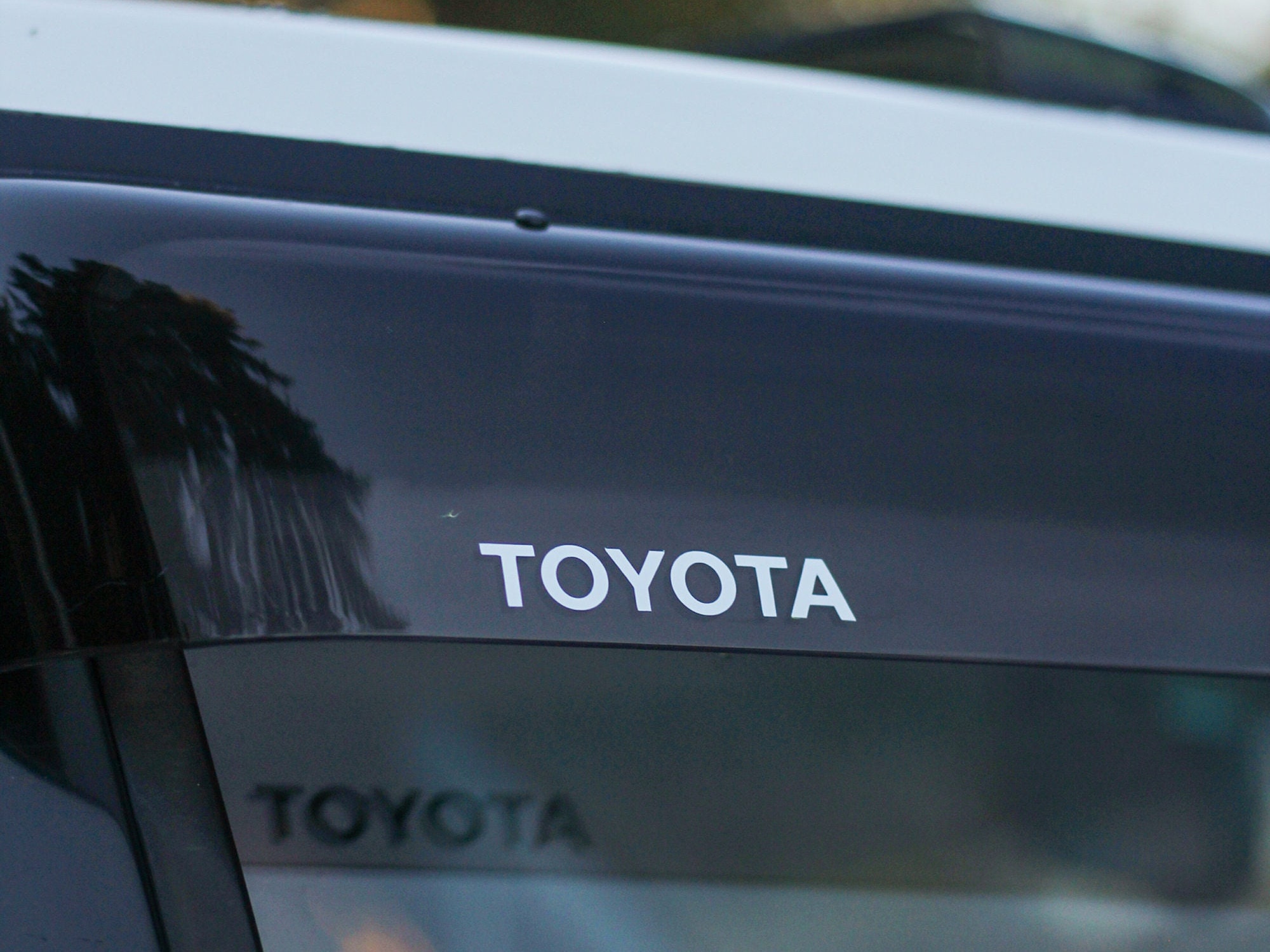 4x Aftermarket Replacement TOYOTA Logo Decal for JDM Rain Visors Landcruiser 4runner Hilux Surf Prado Tacoma and More!