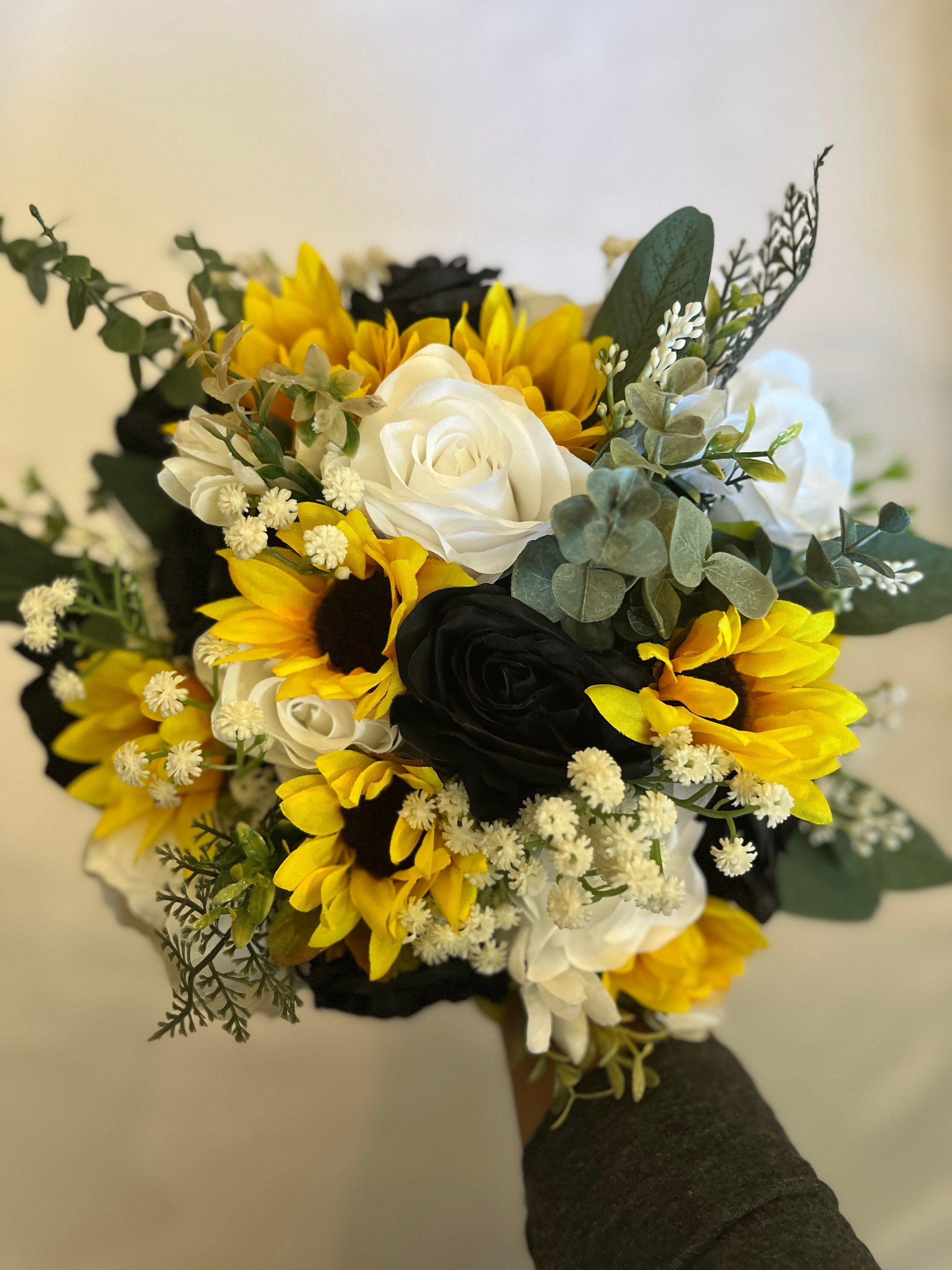 Wedding Bouquet Sunflower and Black Bridal Bouquets Black Etsy