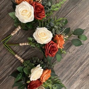 Bridesmaids bouquets, burnt orange ivory bouquet, spring wedding bouquets, wedding bouquets, affordable wedding bouquets