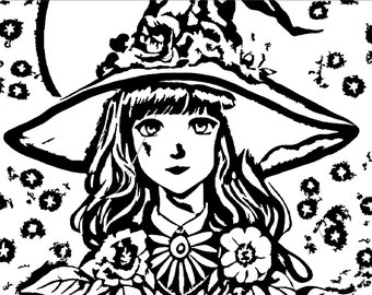 Anna the Witch(coloring page+Framable Art)