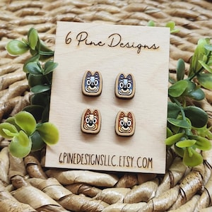 Bluey | Bingo | Cartoon Characters | Australian | Cute Stud Earrings