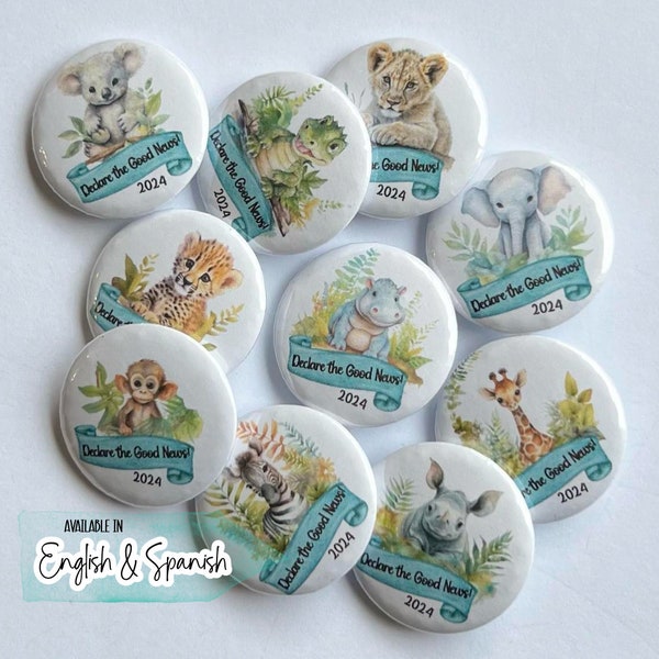 Declare the Good News Animal Badges, JW Convention Pins, JW Convention 2024 Badges, JW Kids