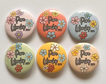 Pure Worship Flower Pins: JW Convention Gifts (6-Pack)